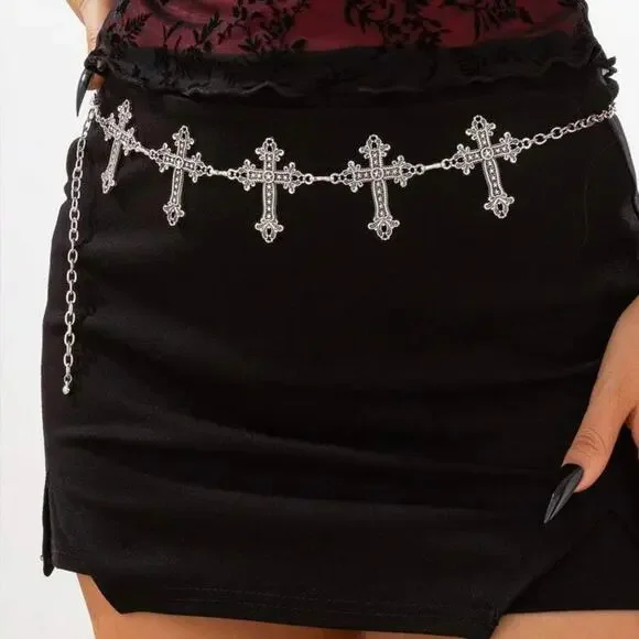 Silver cross chain belt - Picture 3 of 6